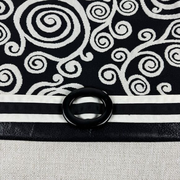Pee Dee Bee Designes Bag Purse Black White Ribbon Detail 12”x 10” x 5” Handbag - Picture 2 of 13